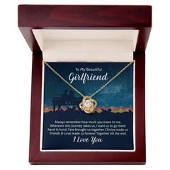 To My Beautiful Girlfriend - Always remember how much you mean to me - Love Knot Necklace