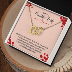 To My Beautiful Wife - Multiply it by Infinity - Interlocking Heart Necklace