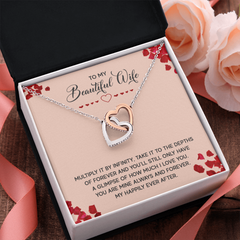 To My Beautiful Wife - Multiply it by Infinity - Interlocking Heart Necklace