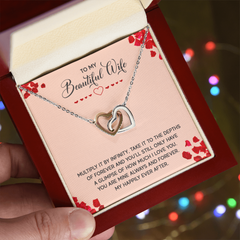 To My Beautiful Wife - Multiply it by Infinity - Interlocking Heart Necklace